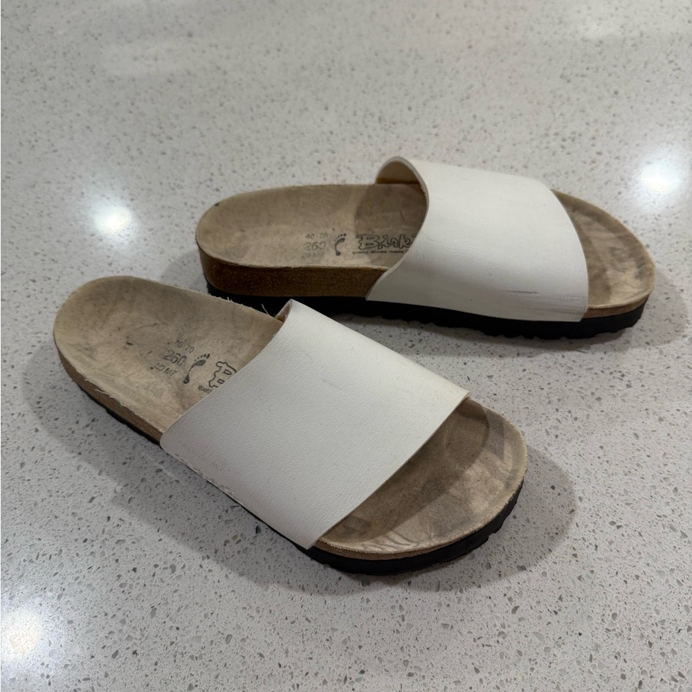 Birkenstock Off-White Slide Sandals